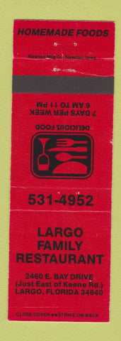 Matchbook Cover - Largo Family Restaurant Largo FL RED