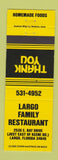 Matchbook Cover - Largo Family Restaurant Largo FL YELLOW
