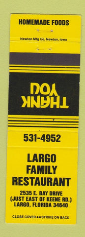 Matchbook Cover - Largo Family Restaurant Largo FL YELLOW