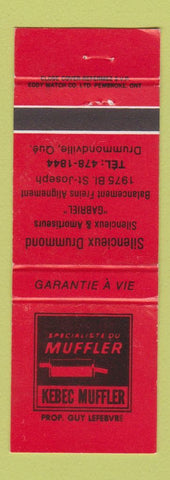 Matchbook Cover - Kebec Muffler Drummondville QC WEAR
