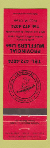 Matchbook Cover - Provincial Mufflers Drummondville QC