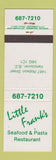 Matchbook Cover - Little Frank's Seafood Pasta Vancouver BC
