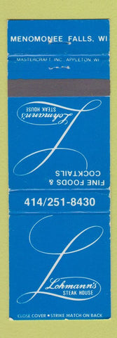 Matchbook Cover - Lohmann's Steak House Menomonee Falls WI