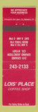Matchbook Cover - Lois' Place Coffee Shop Grand Junction Colorado