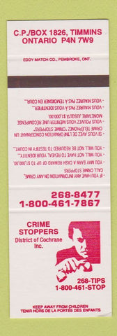 Matchbook Cover - Crime Stoppers Timmins ON SAMPLE