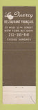 Matchbook Cover - Le Qurey French Restaurant New York City WEAR