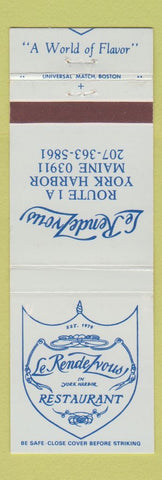 Matchbook Cover - Le Rendezvous Restaurant York Harbor ME