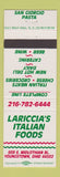 Matchbook Cover - Lariccia's Italian Restaurant Youngstown OH