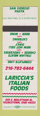 Matchbook Cover - Lariccia's Italian Restaurant Youngstown OH