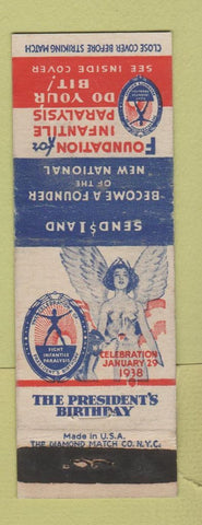Matchbook Cover - Foundation for Infantile Paralysis 1938 WEAR