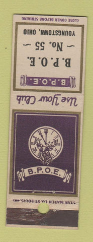 Matchbook Cover - Elks Lodge Youngstown OH STAR HOLE PUNCHED #1
