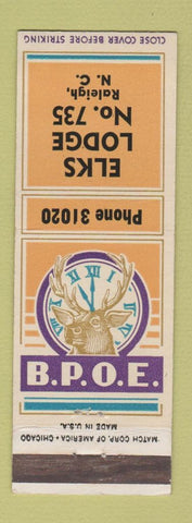 Matchbook Cover - Elks Lodge Raleigh NC