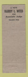 Matchbook Cover - Harry Weed for Associate Judge Election