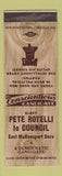 Matchbook Cover - Pete Rotelli Council Election East McKeesport Boro PA