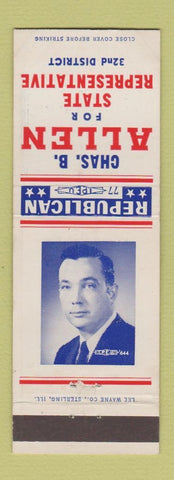 Matchbook Cover - Chas Allen for State Representative  WEAR