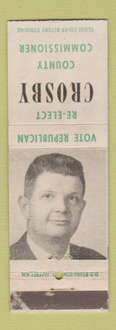 Matchbook Cover - Crosby for County Commissioner Election Hillsborough NH