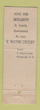 Matchbook Cover - Crosby for County Commissioner Election Hillsborough NH