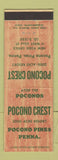 Matchbook Cover - Pocono Crest Resort Pocono Pines PA