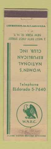 Matchbook Cover - Women's National Republican Club New York City WEAR