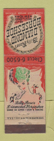 Matchbook Cover - Bill Rose's Diamond Horseshoe New York City girlie