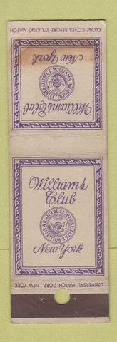 Matchbook Cover - Williams Club New York City WEAR