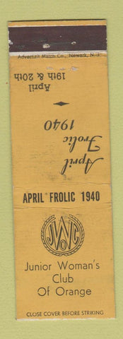 Matchbook Cover - Junior Women's Club Orange NJ 1940 Frolic WEAR