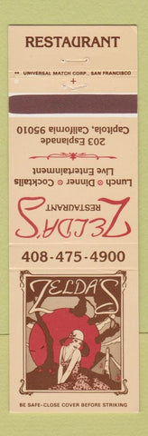 Matchbook Cover - Zelda's Restaurant Capitola CA girlie