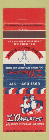 Matchbook Cover - L'Omelette French Restaurant Palo Alto CA girlie