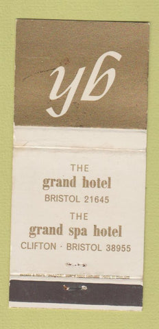 Matchbook Cover - Grand Hotel Bristol UK WEAR 30 Strike