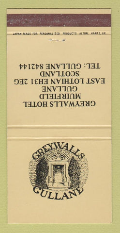 Matchbook Cover - Greywalls Gullane Scotland 30 Strike