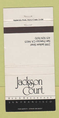 Matchbook Cover Jackson Court Bed and Breakfast San Francisco CA WEAR 30 Strike