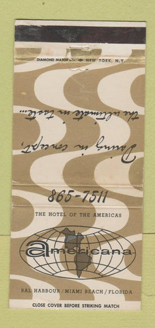 Matchbook Cover - Americana Hotel Miami Beach FL  30 Strike