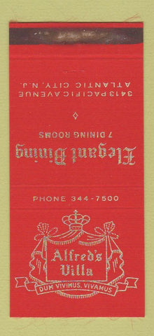 Matchbook Cover - Alfred's Villa Atlantic City NJ WEAR 30 Strike