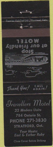 Matchbook Cover - Travellers Motel Stratford ON