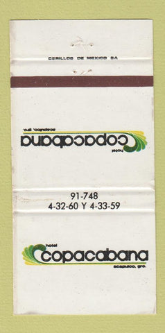 Matchbook Cover - Hotel Copacabana Acapulco Mexico WEAR 30 Strike