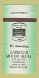 Matchbook Cover - Garibaldi Motor Hotel Squamish BC GREEN 30 Strike
