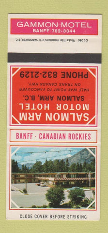 Matchbook Cover - Gammon Motel Banff AB Salmon Arm BC SAMPLE 30 Strike