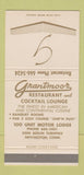 Matchbook Cover - Grantmoor Restaurant Newington CT 30 Strike