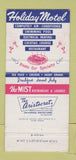 Matchbook Cover - Holiday Motel Mist Restaurant 30 Strike