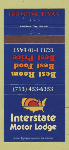 Matchbook Cover - Interstate Motor Lodge Houston TX 30 Strike