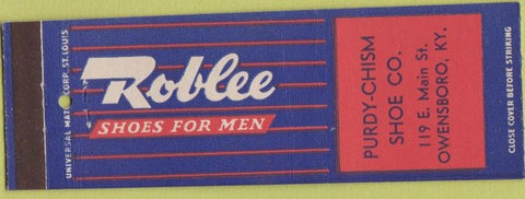 Matchbook Cover - Roblee Shoes Purdy Chism Owensboro KY