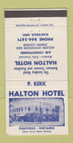 Matchbook Cover - Halton Hotel Oakville ON 30 Strike