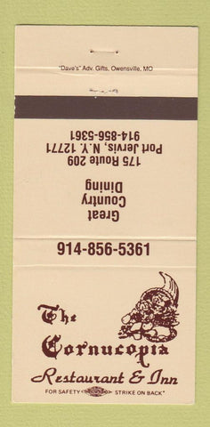 Matchbook Cover - The Cornucopia Restaurant Inn Port Jervis NY 30 Strike