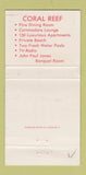 Matchbook Cover - Coral Reef St Petersburg Beach FL WEAR 30 Strike
