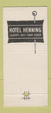 Matchbook Cover - Henning Hotel Casper WY 30 Stick