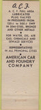 Matchbook Cover - American Car  and  Foundry New York NY