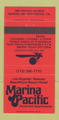 Matchbook Cover - Marina Pacific Hotel Marina Del Rey CA 30 Strike