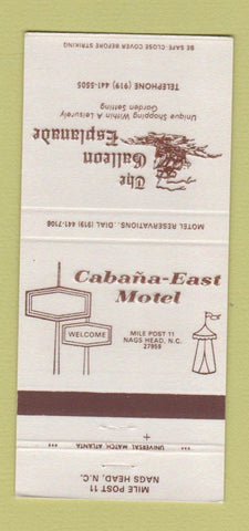 Matchbook Cover - Cabana East Motel Nags Head NC 30 Strike