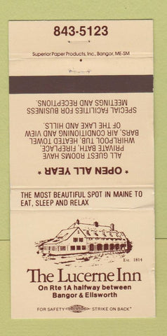 Matchbook Cover - Lucerne Inn Bangor Ellsworth ME WORN 30 Strike