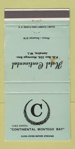 Matchbook Cover - Hotel Continental Montego Bay Jamaica WORN 30 Strike